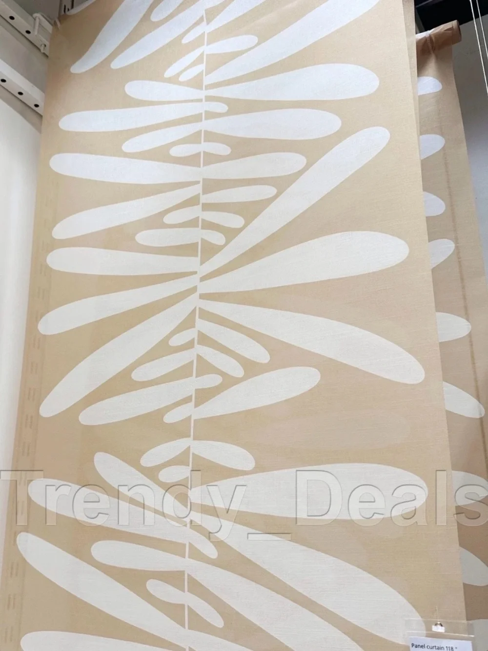 Set of 2 - Ikea RONNVARMAL Panel Curtain Blind Beige/White Leaves 24